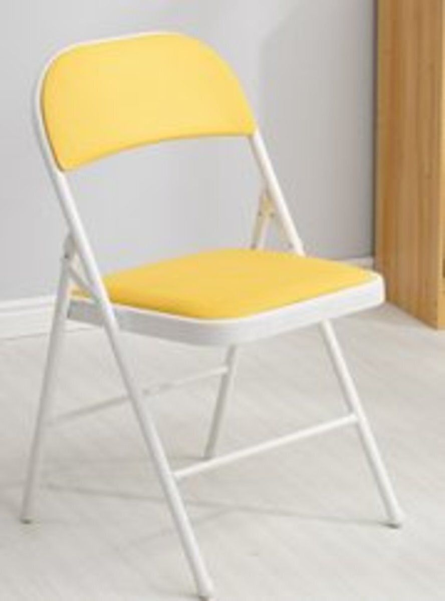 時尚彩色摺椅（加強鋼板底座雙層海綿白腿黃色）#(GTN)