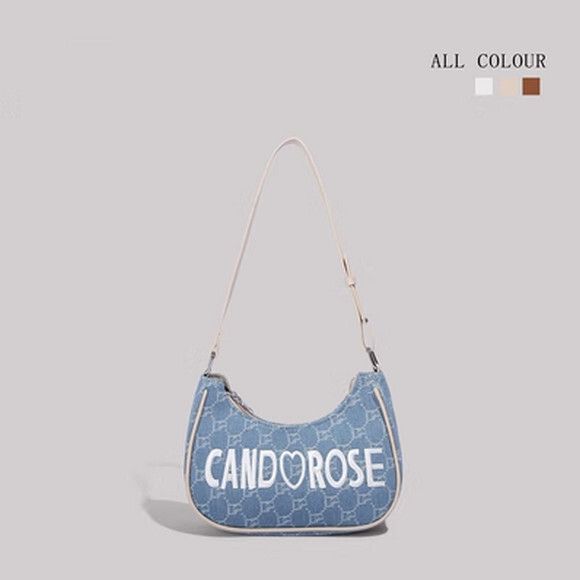 牛仔色月牙腋下包小眾單肩手提包【卡基色】【尺寸：25cm*7cm*18cm】