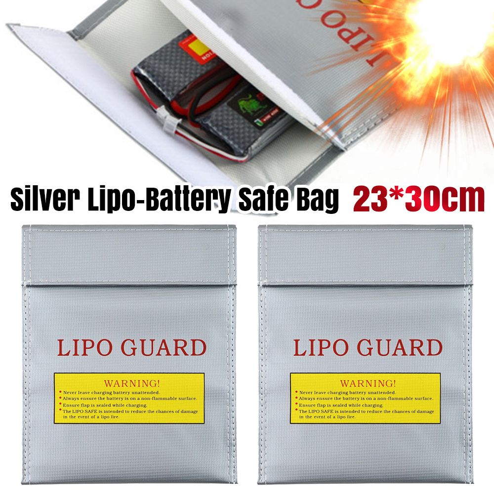 [Silver] 23*30cm lithium battery explosion-proof bag high temperature resistant storage protective bag flame retardant multi-functional fire protection protective bag [Parallel Import]