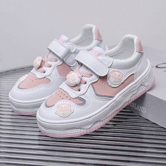 中性兒童板鞋 休閒百搭運動鞋（白粉 24碼-37碼）（下單後請聯酪客服確認發貨尺碼）