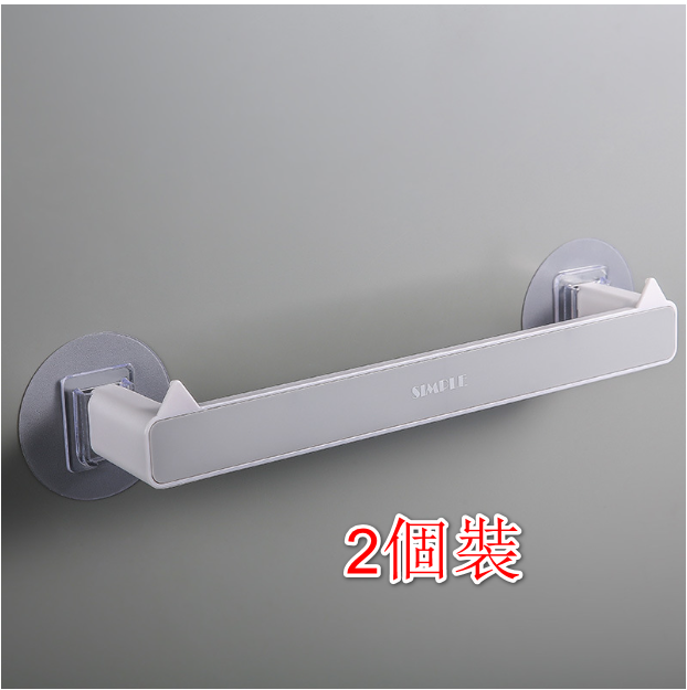 【2個裝】免釘牆黏貼式掛架 拖鞋架 毛巾架 廚房架【短款28CM灰色】#(KFF)