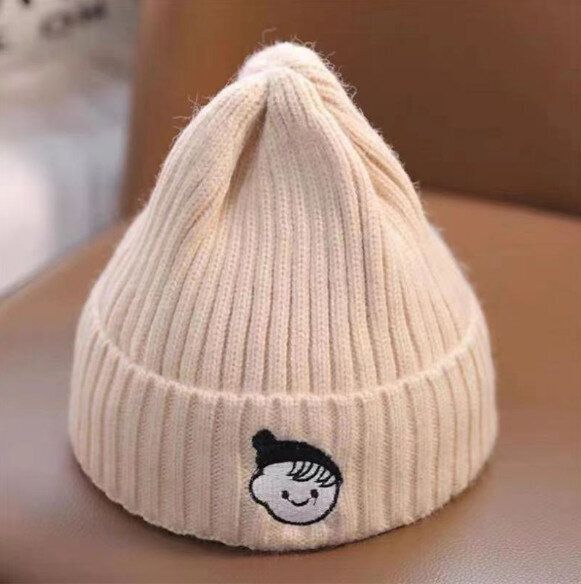 秋冬季兒童毛線帽（米色）【均碼】