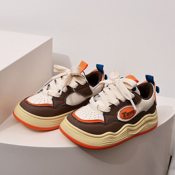 男童板鞋百搭休閒鞋子（米咖色 24碼-37碼）（下單後請聯酪客服確認發貨尺碼）