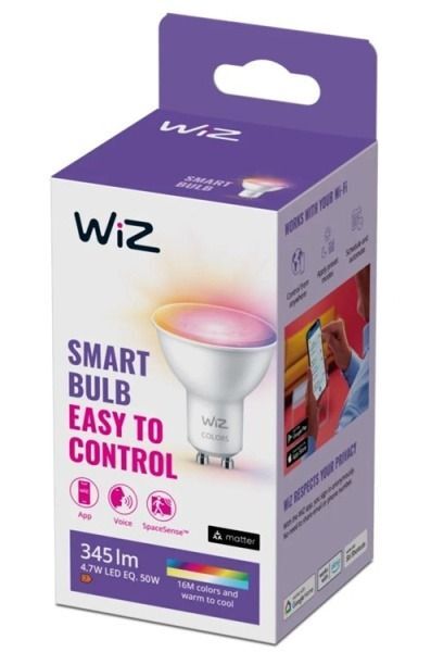 WiZ Wi-Fi黃白光彩光 智能LED燈泡– 4.7W / GU10 (黃白光 + 彩光) (行貨兩年保養)