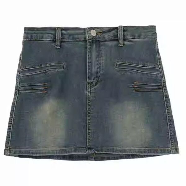 高腰牛仔半身裙(復古藍色）（S/M/L碼，下單後請與客服聯繫發貨尺碼）#H406001083