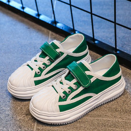 男童女童貝殼頭帆布鞋（綠色 24碼-36碼）（下單後請聯酪客服確認發貨尺碼）