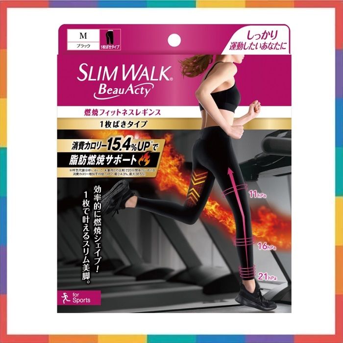 運動健身美腿壓力褲 中碼 M 黑色 Beau-Acty (日本平行進口貨)