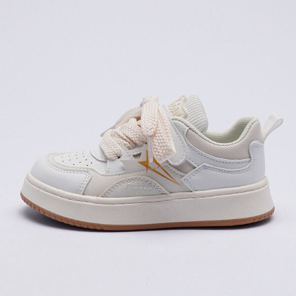 女童運動板鞋 男童休閒鞋（米白 24碼-37碼）（下單後請聯酪客服確認發貨尺碼）