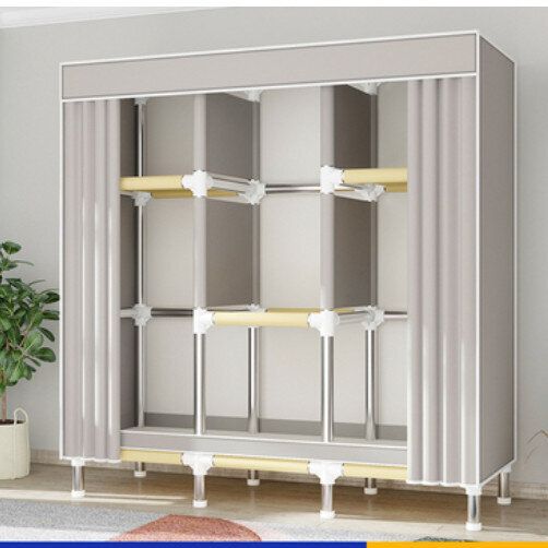 簡易組裝收納布衣櫃（BG125款水泥灰 無門）