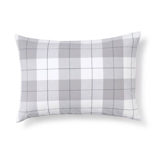 MUJI Washed Cotton Pillow Case Grey Check HKTVmall The Largest HK Shopping Platform