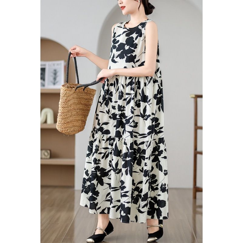 New Fat MM Large Simple Sleeveless Tank Top Long Dress