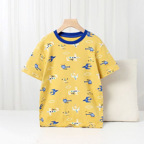 韓版女童短袖 卡通滿印T恤衫（黃色）（尺碼100-140）(下單後聯絡客服確認發貨尺碼）