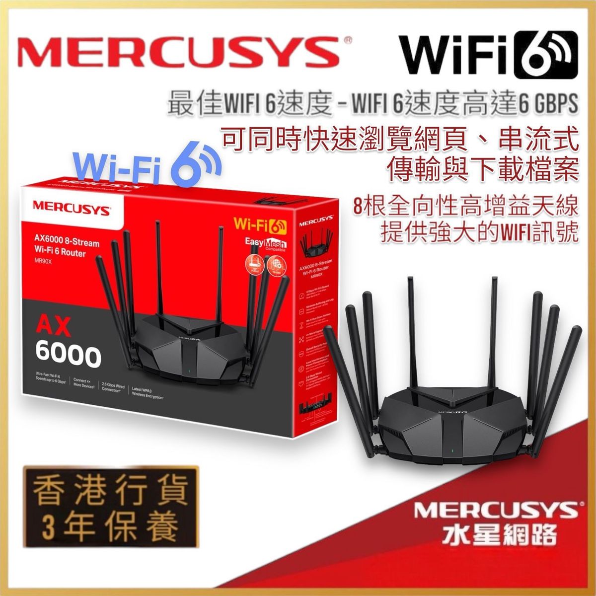 MR90X AX6000 8串流 2.5Gbps連接埠 雙頻 Wi-Fi 6 路由器 - MR90X