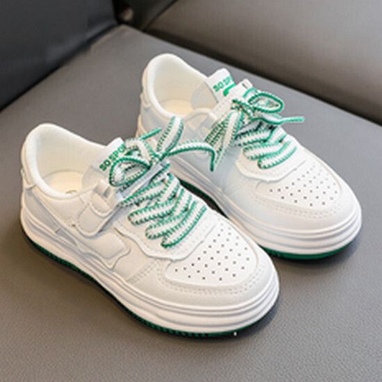 男童女童小白鞋 休閒運動鞋（白綠 24碼-37碼）（下單後請聯酪客服確認發貨尺碼）