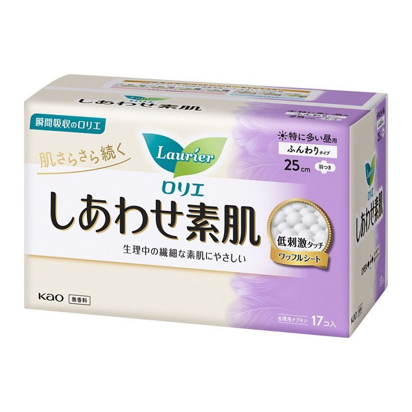 素肌 超量多日用護翼衛生巾(棉柔面) (25cm) 17片 (日本版)(378422) 新舊包裝隨機發貨