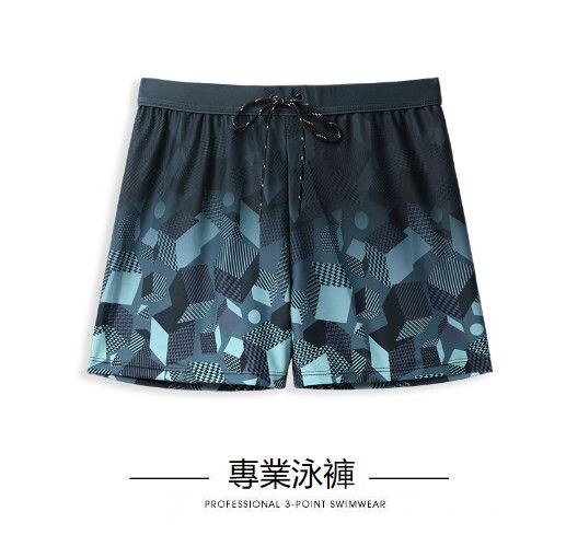 平角男士游泳褲（黑色幾何（新））（L-5XL）（下單後跟客服聯系發貨的尺寸）