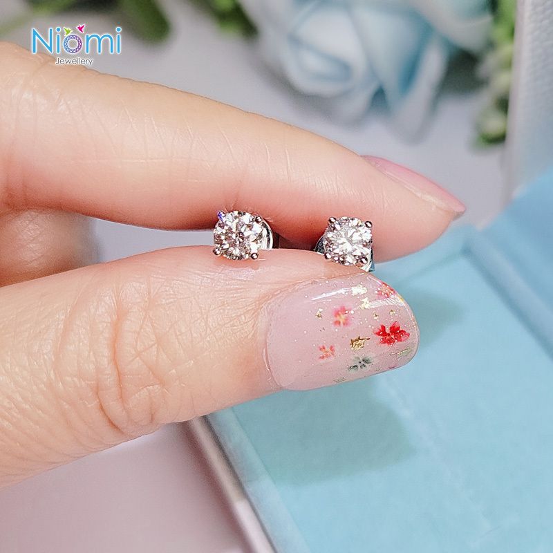 0.3 Carat D Color Lab Grown Diamond Earrings (Total 0.6 Carat) 18K White Gold
