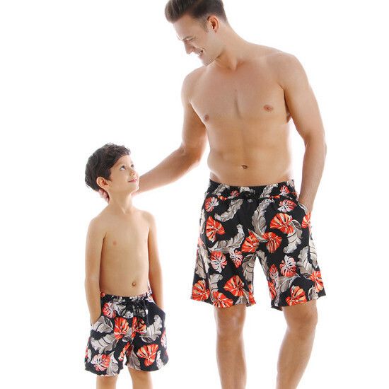 親子泳褲(兒童)【黑龜背竹】【104-164碼】(下單後請聯絡客服確認發貨尺碼)