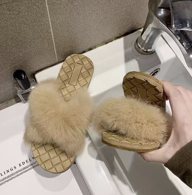 毛毛拖鞋（卡其色 36-40碼）(下單後聯絡客服確認發貨尺碼)