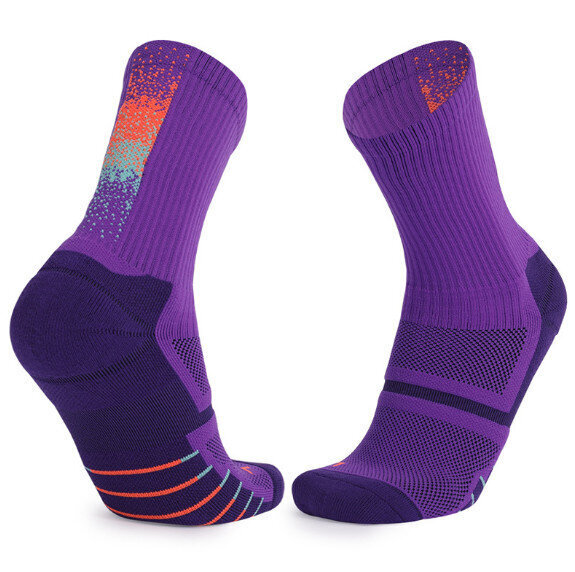 【1雙】中筒加厚毛巾運動襪（紫色）【均碼】
