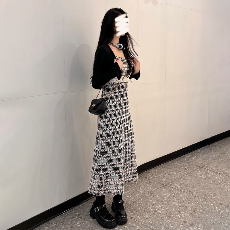 開衫+吊帶裙【套裝】（卡其色 S碼-XXL碼）（下單後請聯絡客服確認發貨尺碼）