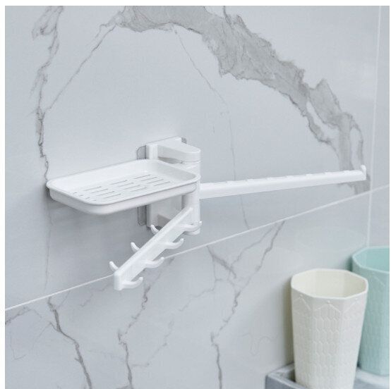 廚房衛生間旋轉收納架【顏色 白色】#(KFF)