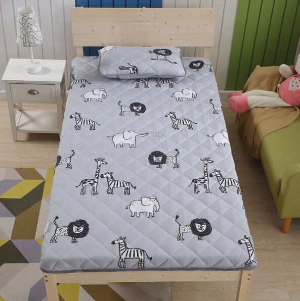 單雙人床墊加厚絨床墊(四季款動物樂園2cm)【90*200cm】  #(KFF)