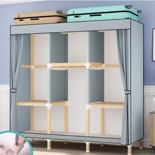 家用組裝收納布衣櫃（ LM125款典雅灰（長125*深45*高168cm）無門）