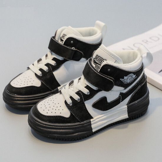 男童女童高幫運動鞋（白黑 24碼-37碼）（下單後請聯酪客服確認發貨尺碼）