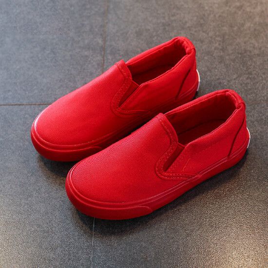 中性一腳蹬懶人鞋子 手繪專用布鞋（全紅色 30碼-32碼）（下單後請聯酪客服確認發貨尺碼）