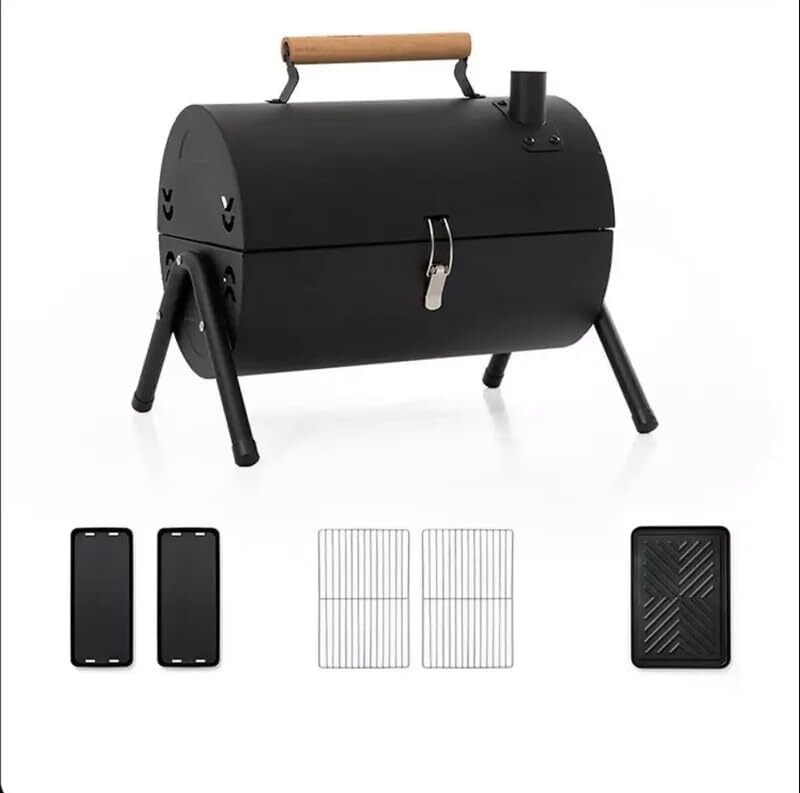 Charcoal Grill Tabletop Outdoor Barbecue Smoker BBQ Grill for Cooking Backyard Camping Picnics Beach