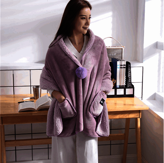 多功能披肩毯【顏色藕粉】【尺寸規格65*170尺寸1.2磅】#(KFF)