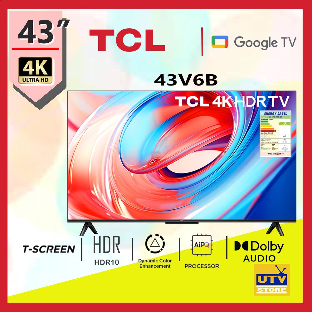 43" 吋 V6B 4K HDR Google TV TCL 43V6B