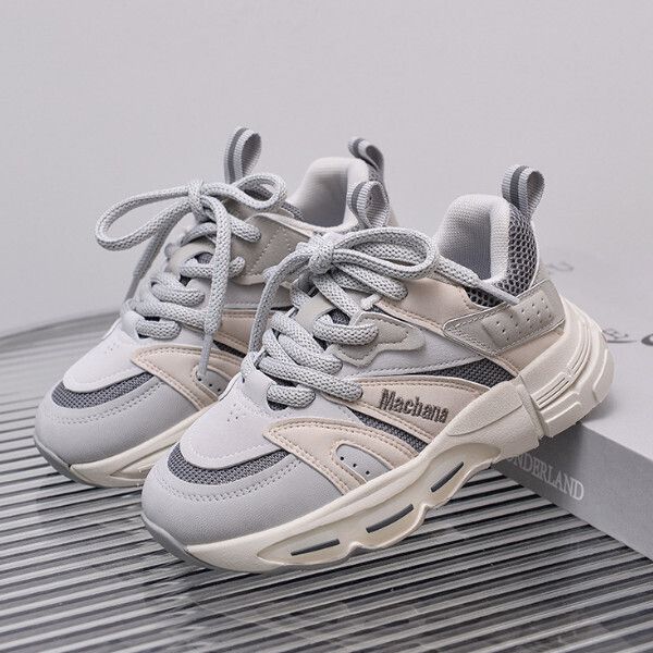 男童運動鞋子 休閒老爹鞋（米灰HB 38碼-40碼）（下單後請聯酪客服確認發貨尺碼）