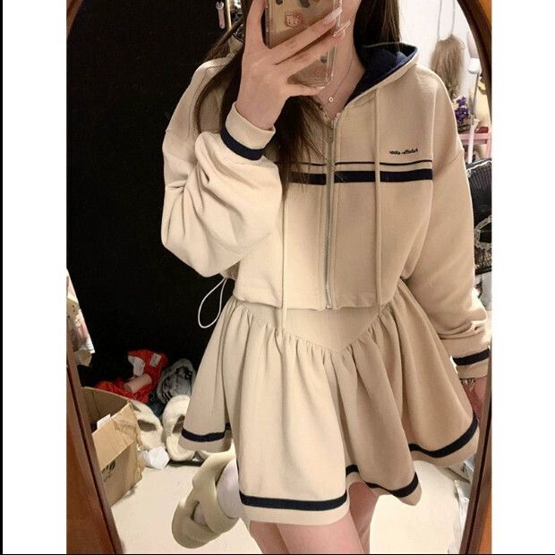 休閒運動套裝【杏色套裝】尺碼【S碼—XL碼】【下單後請聯絡客服確認發貨尺碼】