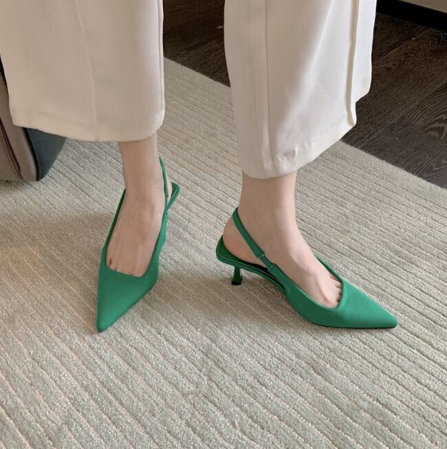 尖頭高跟鞋（168-1綠色）（35-40碼，下單後聯絡客服確認發貨尺碼）