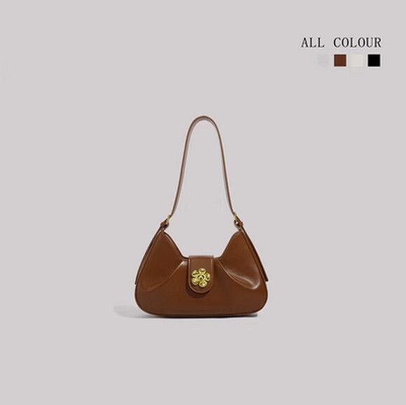 褶皺腋下包百搭簡約小眾單肩斜挎包【棕色】【尺寸：28cm*6cm*18cm】