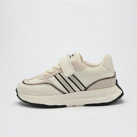 女童休閒運動鞋 男童透氣板鞋（米黑 31碼-37碼）（下單後請聯酪客服確認發貨尺碼）