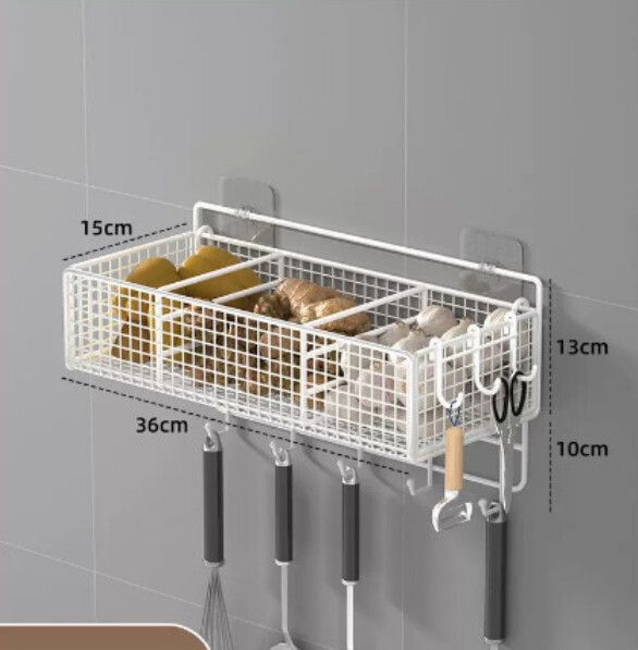 浴室掛架,廚房掛架,壁掛置物架【白色三格掛鉤款】 