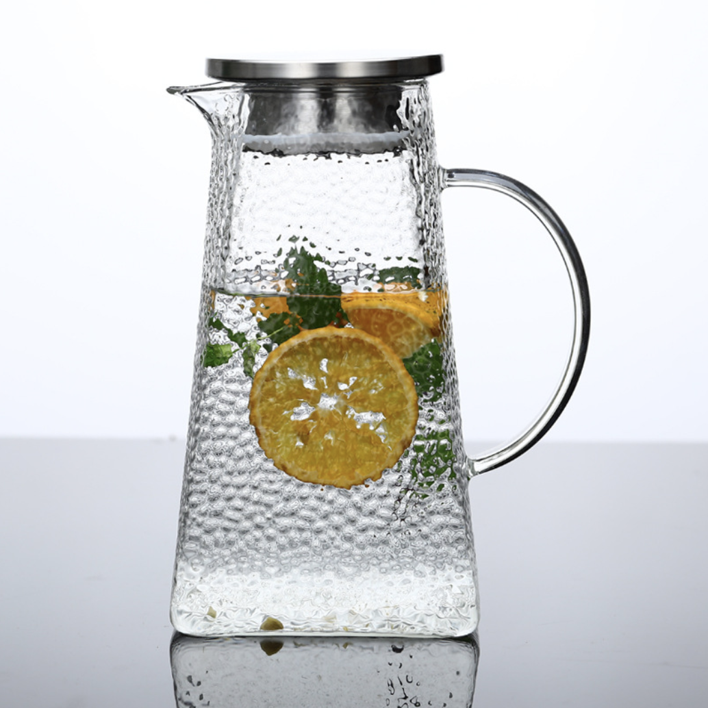 玻璃大容量冷水壺 加厚透明冷水瓶 茶壺 水波紋 1500ml