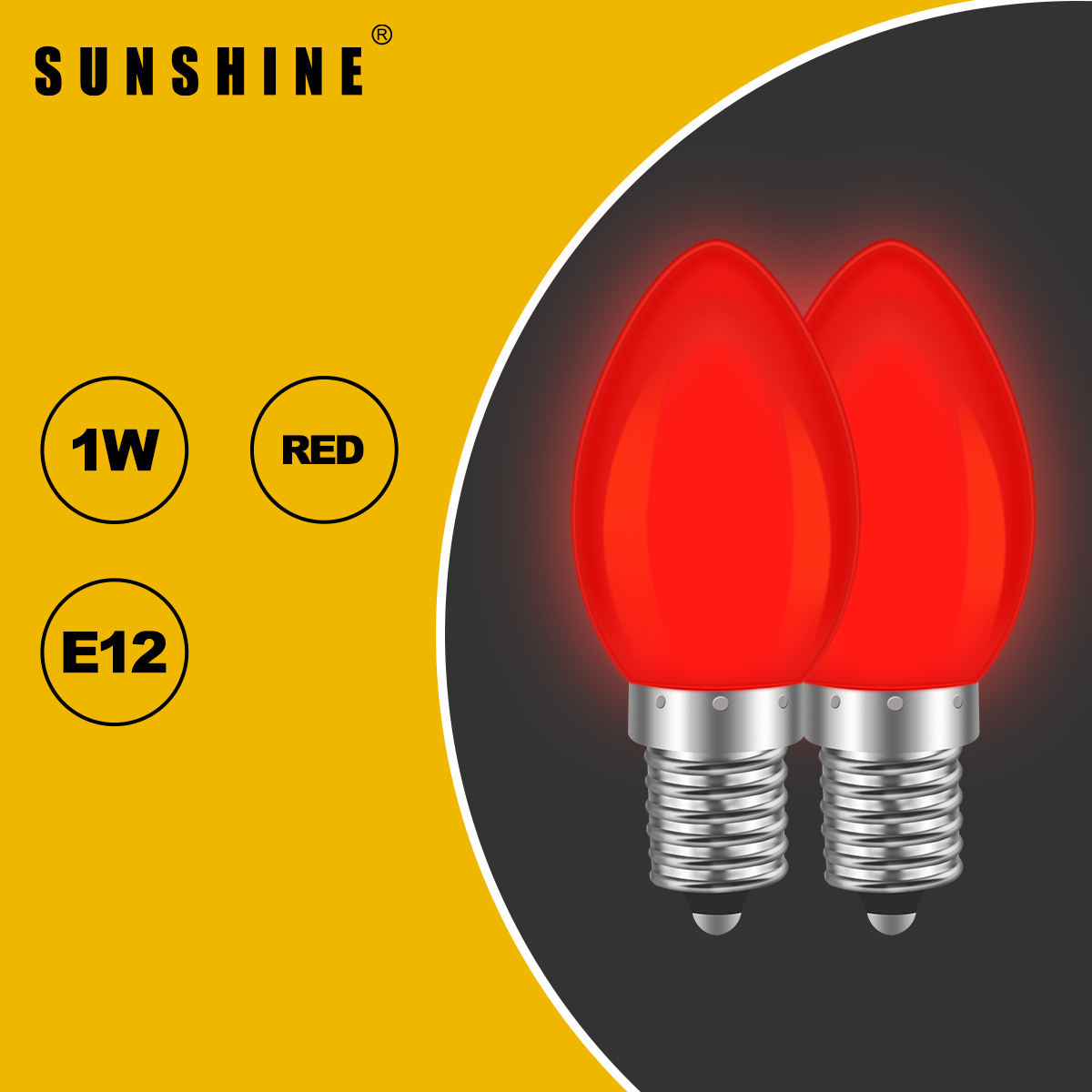 (LED-C102B) LED燈膽(紅蠟燭膽) 2件裝 1W E12 LED燈泡  LED神枱燈