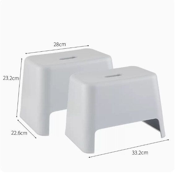 【2個裝】家用加厚塑膠小矮凳(淺藍色）#