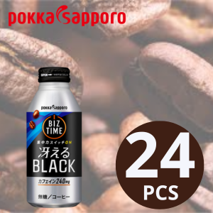 Pokka Sapporo BIZ TIME 濃郁無糖黑咖啡 390ml x 24 [原箱優惠]