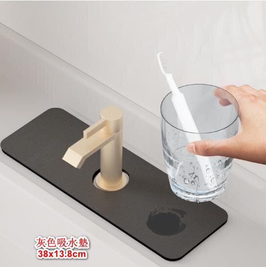 【迅速吸水】矽藻土水龍頭吸水墊 矽藻水龍頭墊 矽藻土防濺墊 【灰色38x13.8】 #(GTN)
