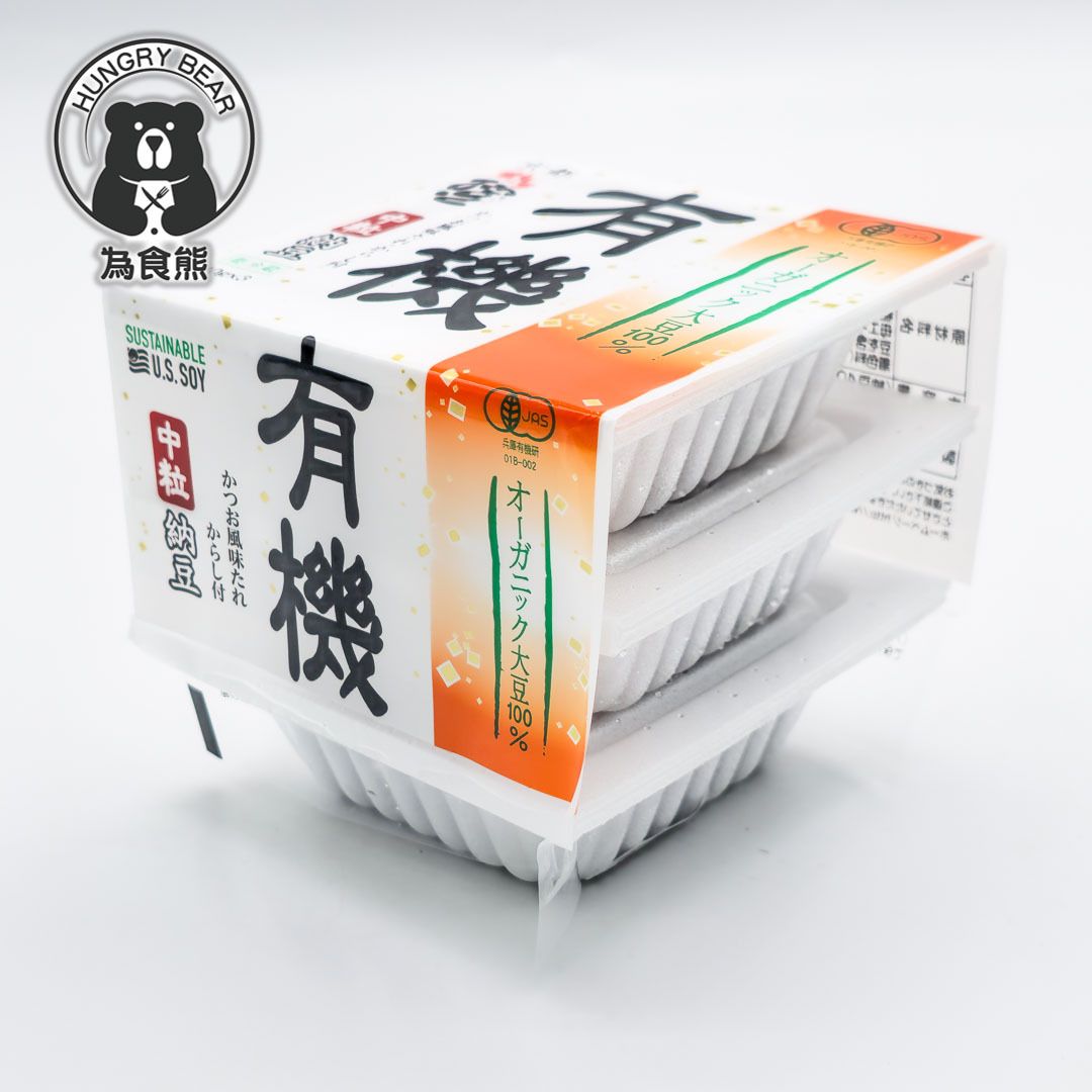 (有機) 日本直送 -鶴之子 有機納豆(中粒) (40g *3入)  (急凍-18°C) (每盒配有醬汁、芥末)