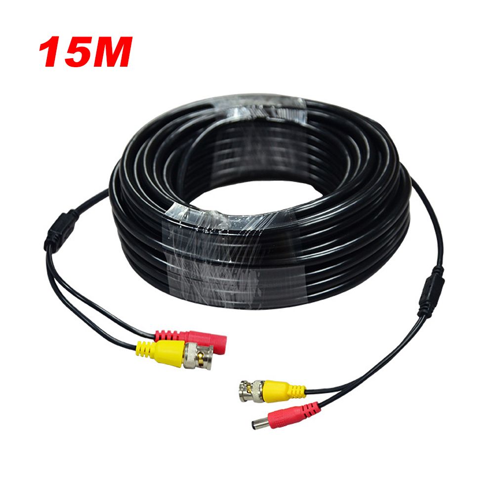 [黑色][15米] 監視器視訊線帶電源線 電源視訊線延長線 [平行進口]
