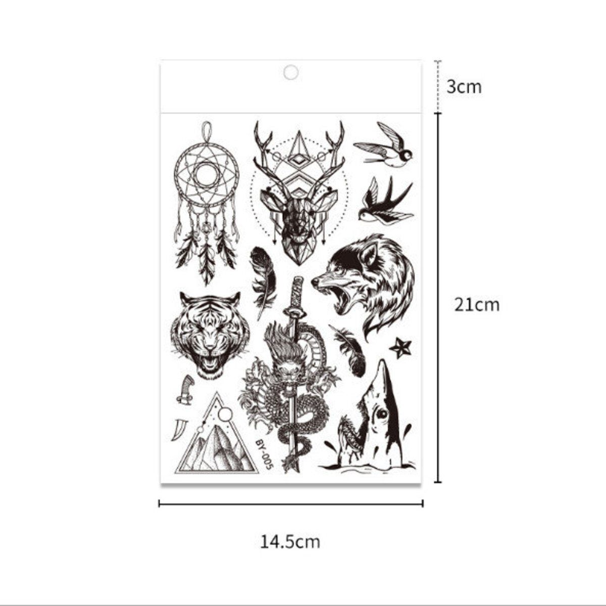 暗黑係熒光變色派對Tatoo紋身貼紙（BY-005 單張 14.5*21CM）#KHH