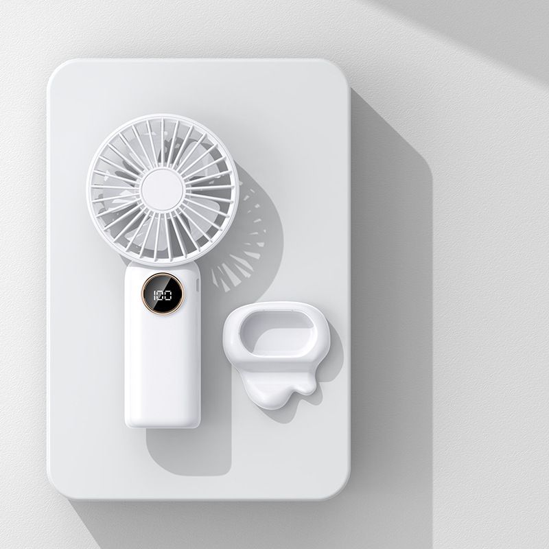 LPG-迷你便携式小風扇連手機支架 白色 - 平行進口