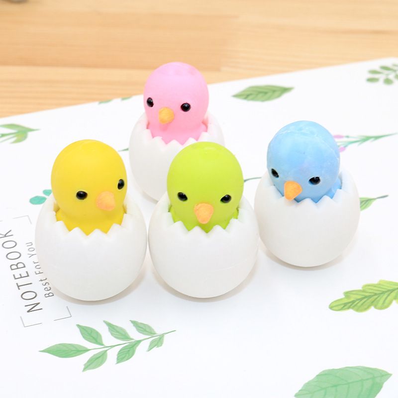 (1 pack of 4pcs) 3D Animal Eraser 4cm Rubbing-Chicken Model