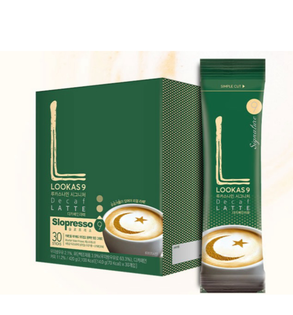 Lookas 9 - High Quality Korean Coffee - Decaf Latte 14g x 30 sticks [Parallel Import]